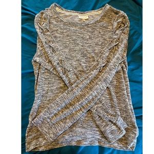 Gray Sweater with Braided Sleeves